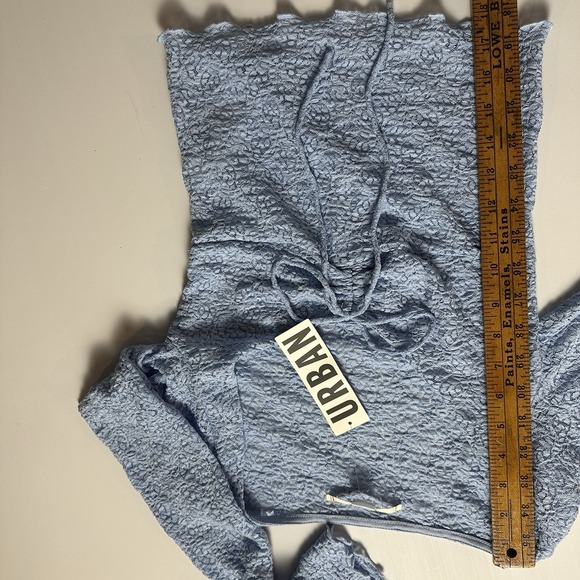 Kimchi Blue Milkmaid Babydoll Top Womens SZ XS Tie Front Blue Boho Feminine Lace - Picture 12 of 13